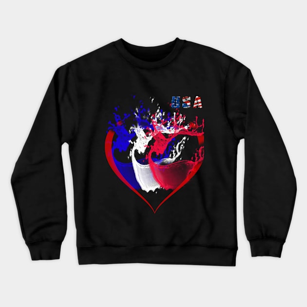 4th of July- USA heart Crewneck Sweatshirt by momo1978